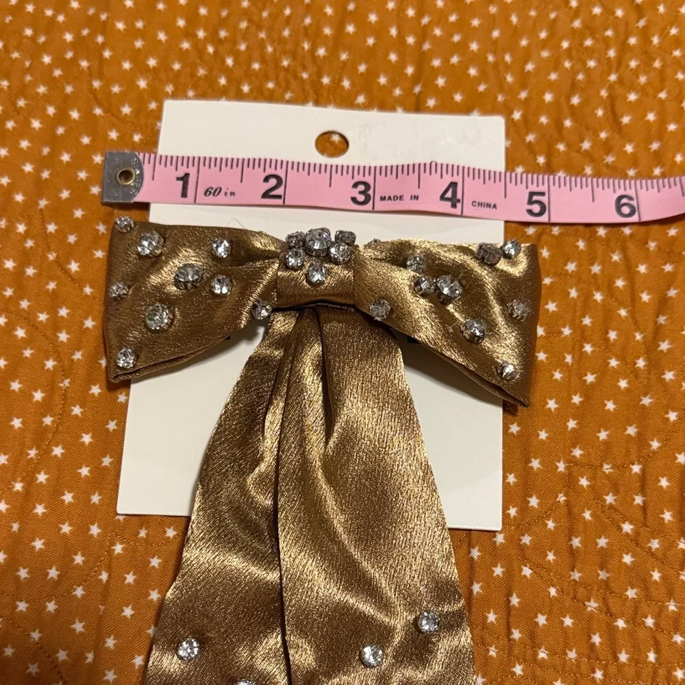 a new day Cream and Gold Bow Clip Set with Rhinestones